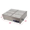thumbnail image 6 of TECHTONGDA Commercial Food Warmer Stainless Steel Bain Marie Buffet Countertop 6-Pot Electric Steam Table 4"Deep, 6 of 7