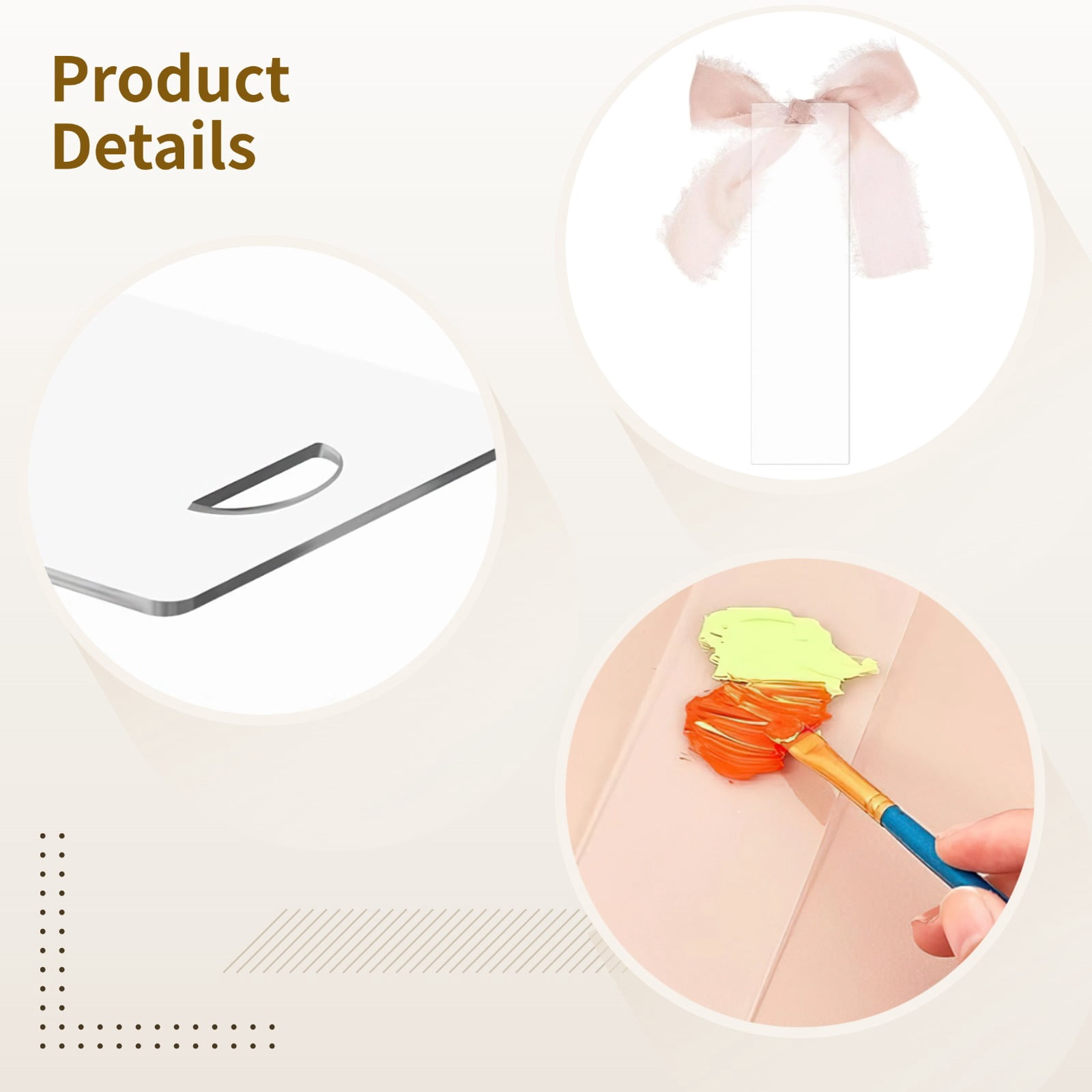 100 PCS Blank Acrylic Bookmarks, Includes 2 Rolls Pink Ribbons, Transparent DIY Wedding Reserved Chair Signs, Place Cards for Wedding Reception, Party, Engagement
