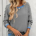 thumbnail image 4 of Utoimkio Clearance Cable Knit Striped Fall Crewneck Sweater Women's Soft Pullover Sweaters for Women, 4 of 6