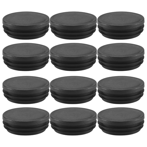 Blanking End Round Tube Inserts Cap Cover 50mm Dia Black 12 Pcs