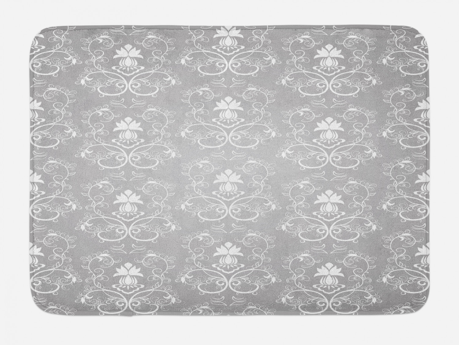 Damask Bath Mat, Damask Style Antique Floral Motifs Pattern Royal