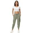 thumbnail image 6 of Kvture Women's Lightweight Hiking Cargo Pants Outdoor Quick Dry Casual Travel Sweatpants Joggers Elastic Waist Button Pockets Green M, 6 of 8