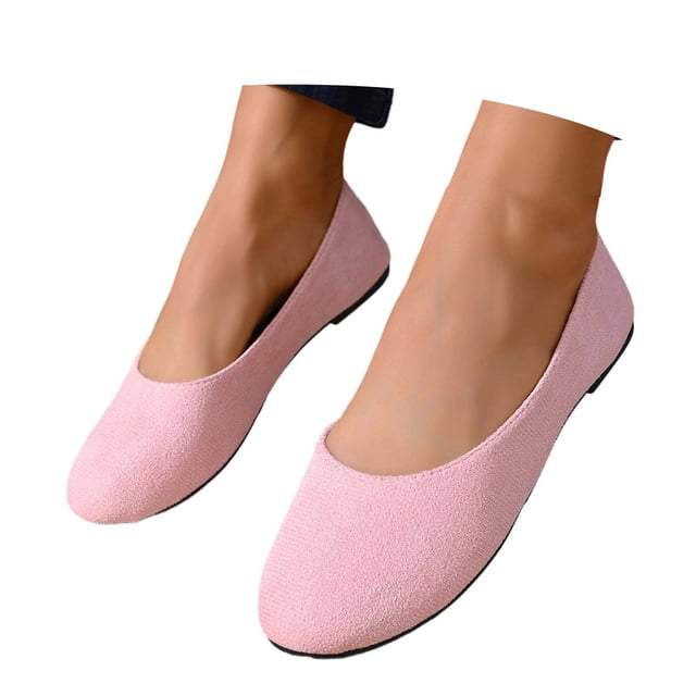 Women Slip on Casual Shoes Solid Color Round Toe Flat Comfortable Loafers Flock Upper Daily Walking Commuting