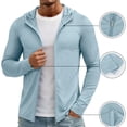 thumbnail image 2 of Hearthz Men UPF 50+ UV Protection Jackets Full Zip Sun Protection Quick Dry Long Sleeve Sun Protection Fishing Shirts Zip Pockets Blue L, 2 of 9
