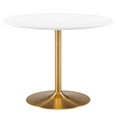 thumbnail image 2 of Modway Amuse 40" Round Mid-Century Modern Pedestal Dining Table in Gold White, 2 of 7