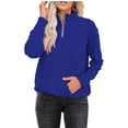 thumbnail image 3 of Womens Sweatshirt Quarter Zip Lightweight Pullover Sweatshirts Solid Color Long Sleeve Casual Tops Graphic Hoodies, 3 of 9