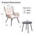 thumbnail image 3 of KAMEROUT 3 Piece Outdoor Bistro Set, Rattan Patio Furniture Set with Coffee Table & Beige Cushions for Lawn, Garden, Balcony, 3 of 6