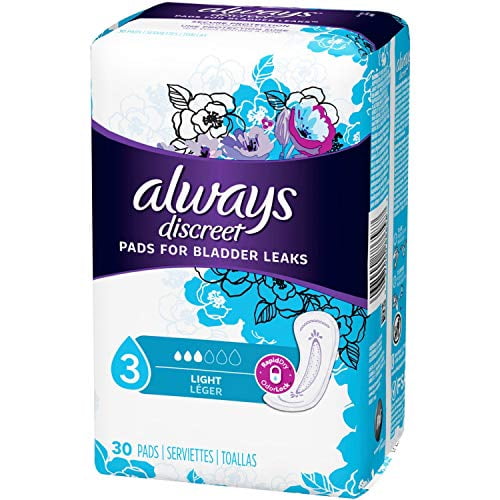 Always Discreet, Incontinence Light, 30 Pads each (Value Pack of 3
