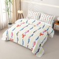 thumbnail image 3 of Manfei Marine Fish Lobster Quilt King, Watercolor Lines King Coverlet Set, Yellow White, 3-Piece, 1 Bedspread and 2 Pillowcases, 3 of 7