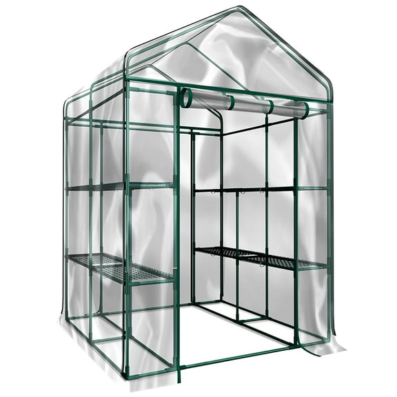Home-Complete Walk in Greenhouse with 8 Sturdy Shelves and PVC Cover