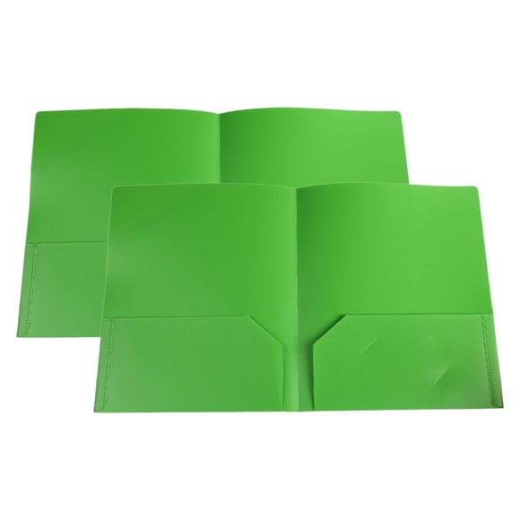 2PC Plastic Folders with Pockets, Pack 2-Pocket Folders With Labels, Heavy Duty Plastic With Business Card Slot, Letter Size Poly File for Documents, Colored School
