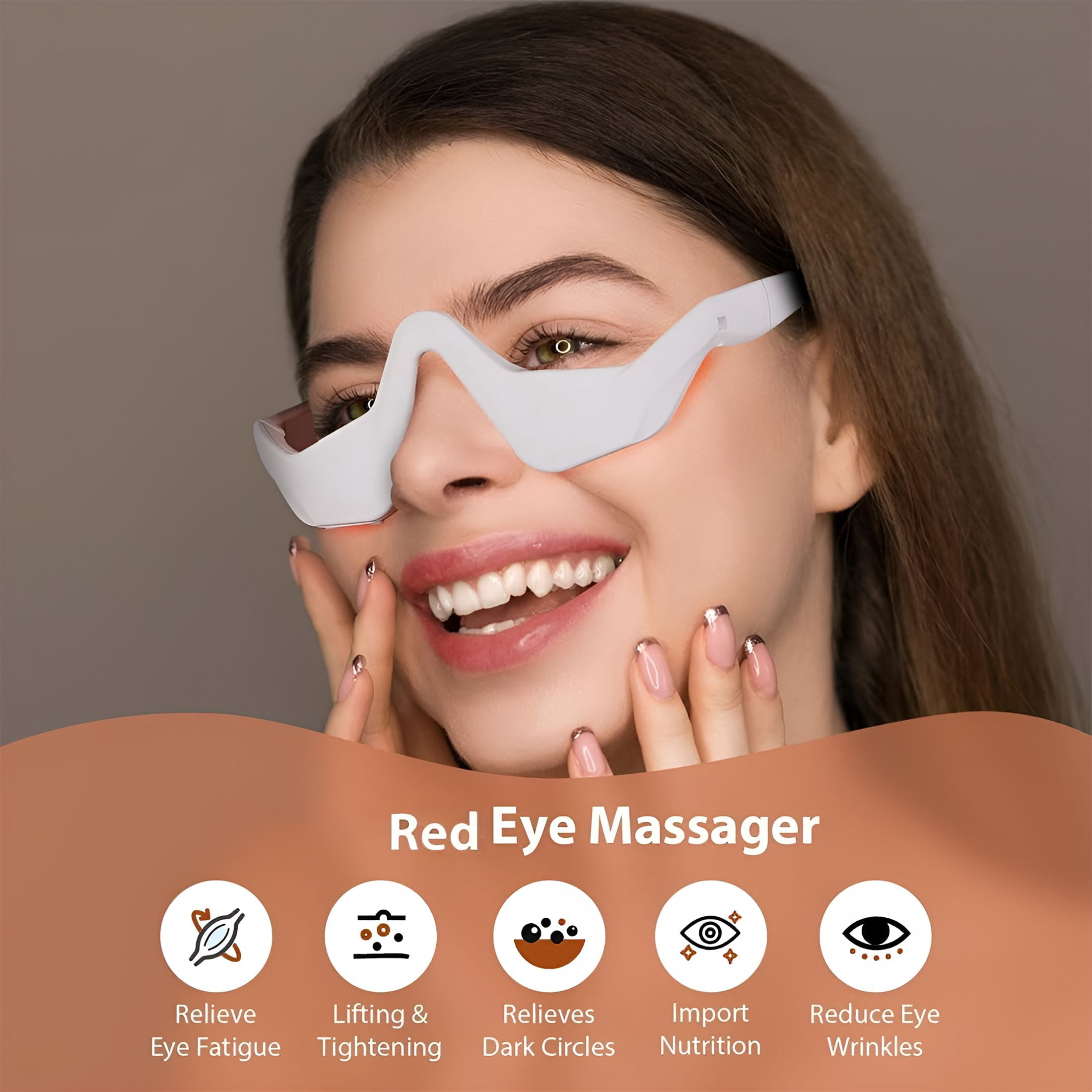 XIRQI Under-Eye Red Light Therapy Device, Microcurrent Wave Device for Under-Eye, 3D Contour Eye Massager, Relieve Eye Bags & Wrinkles, Dark Circles Treatment Device