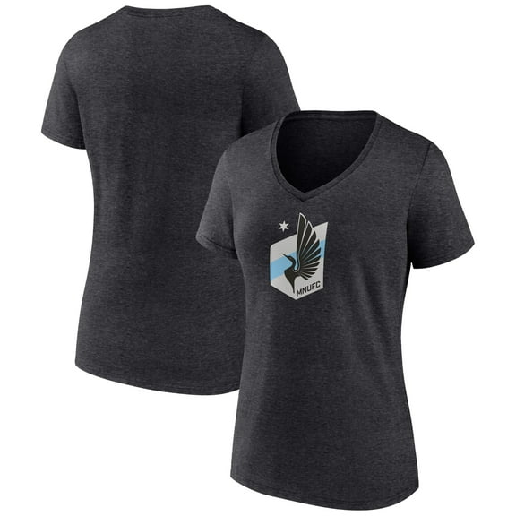 Women's Charcoal Minnesota United FC Official Logo V-Neck T-Shirt