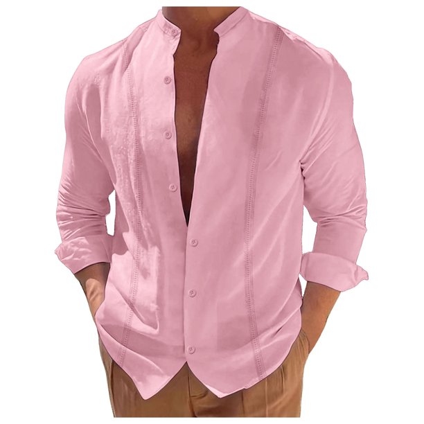 Camisa de manga larga lisa para hombre, prenda informal de vacaciones, cardigan, para vacaciones y comodidad diaria
