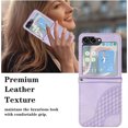 thumbnail image 2 of Allytech Slim PU Leather Case for Galaxy Z Flip 5, 3D Geometric Lattice Luxury Slim Fit Soft Shell Bumper Shockproof Cell Phone Case Cover for Samsung Galaxy Z Flip 5, Purple, 2 of 5