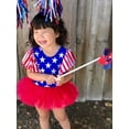 thumbnail image 3 of Aojekbee Independence Day Baby Girls Romper, Infant Star/Stripe Printing Round Collar Fly Sleeve Mesh Skirt Splicing Jumpsuit, 3 of 10
