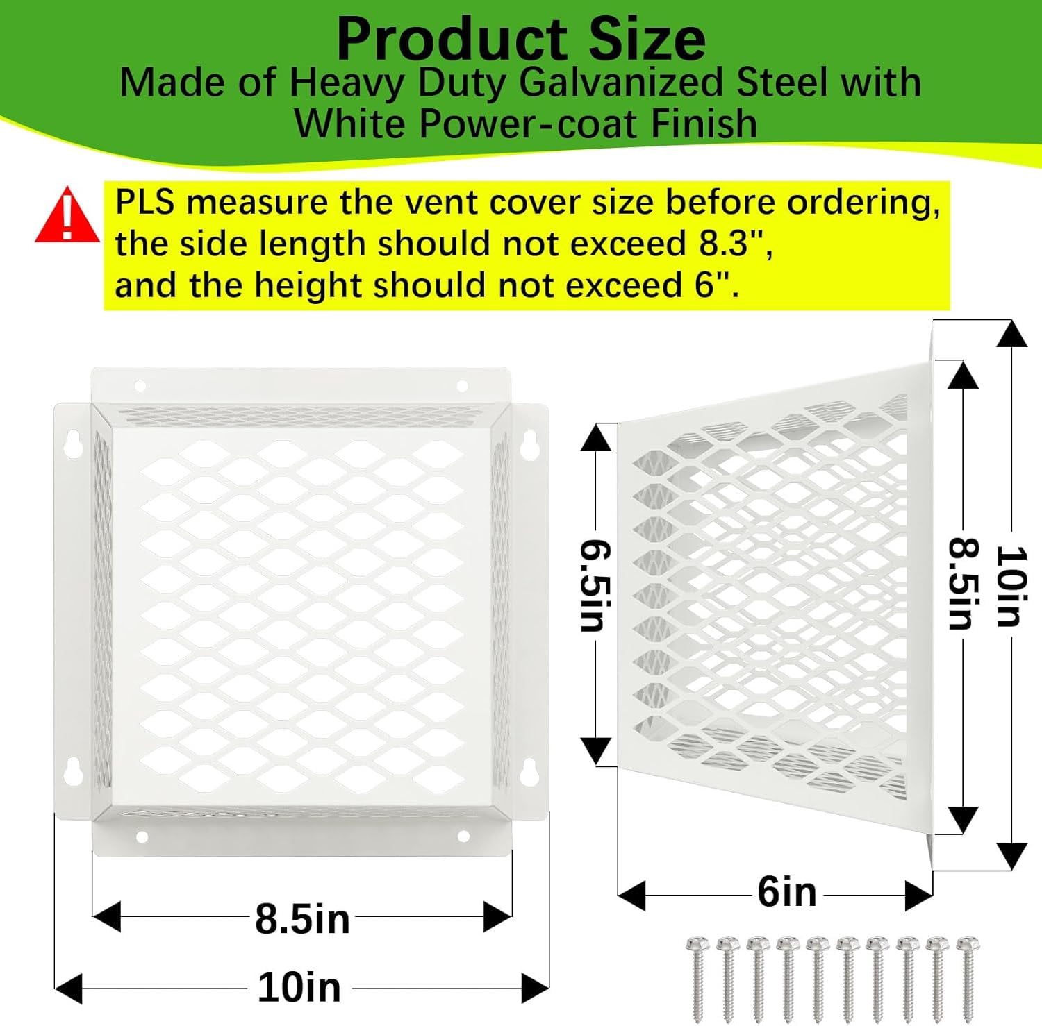Navellon Dryer Vent Bird Guard for 5-6" Exhaust Fan, Steel Ventilation Cage, White (2 Pcs)