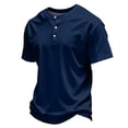 thumbnail image 2 of LTTVQM Mens Top Three Button Henley Neck Short Sleeve T-Shirt Breathable Outdoor Daily Casual Shirts Navy 2XL, 2 of 5