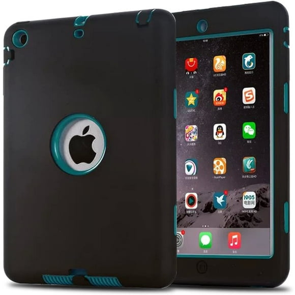 iPad Mini Cas, iPad Mini 2 Cas, iPad Mini 3 Cas, MAKEIT 3 en 1 Hybride Boîtier Antichoc pour iPad Mini 1/2/3 (Noir/foncé)