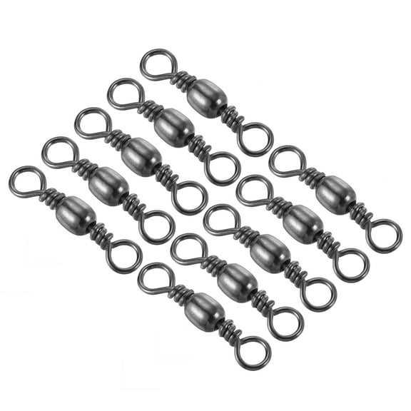 Uxcell Fishing Barrel Swivels Solid Ring Terminal Tackle for Freshwater Fishing Black 61lb