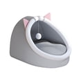 thumbnail image 3 of Cama para gatos cálida tipo nido, base antideslizante, cojín para dormir para gatos con pelota, portátil Gris, 3 of 8