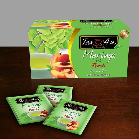 Tea4U Moringa Oleifera with Peach Tea, from Sri Lanka, 25 Tea Bags