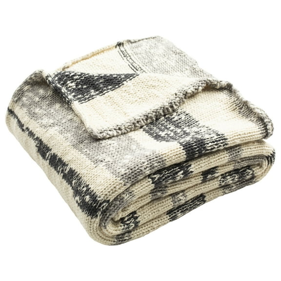 SAFAVIEH Imani Striped Cotton Knit Throw, 50" x 60", Dark Grey/Light Grey
