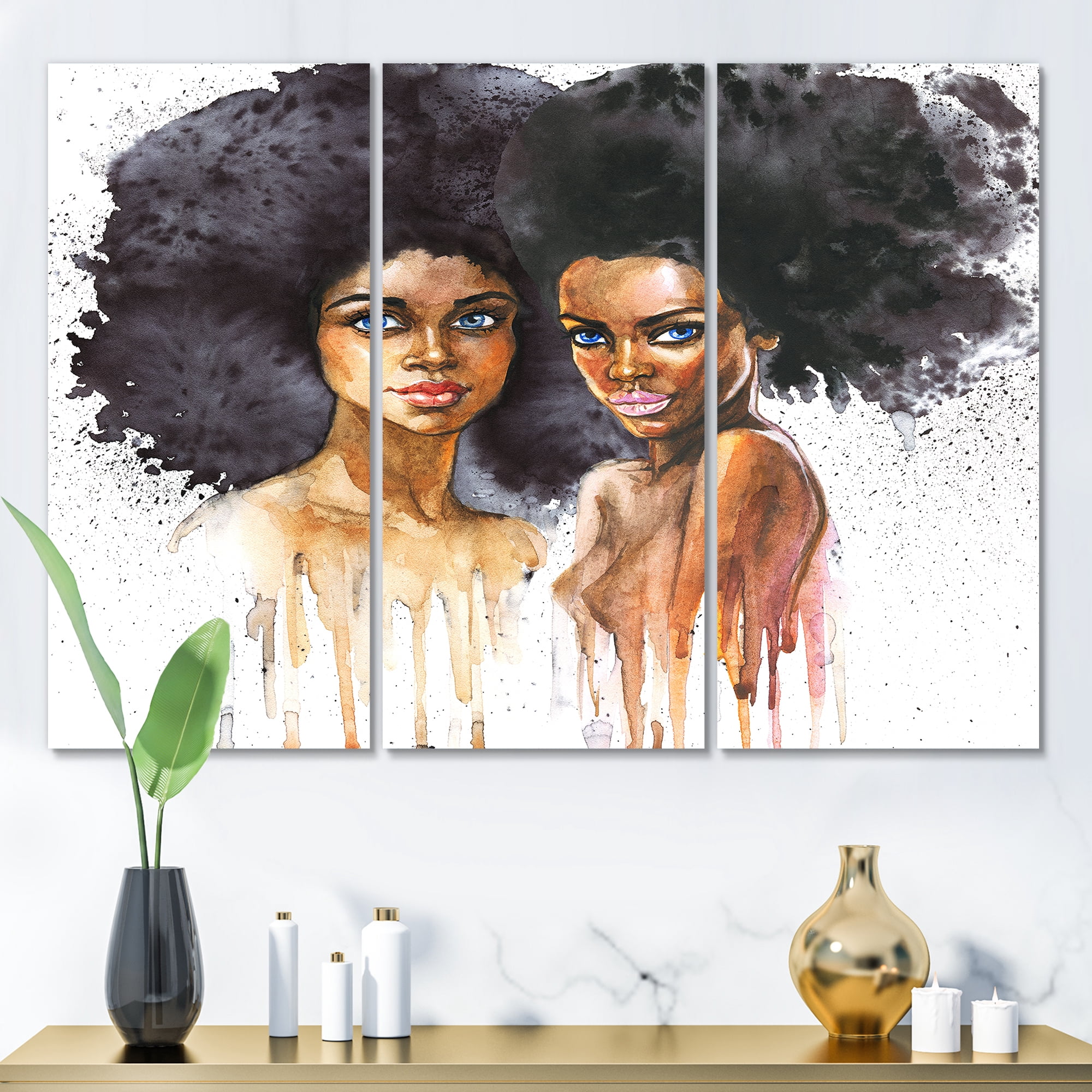 Designart ' Portrait of Two African American Women ' Modern Canvas Wall Art Print