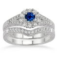 thumbnail image 2 of 1.5 Carat Sapphire and Diamond Antique Floral Bridal set on 10k White Gold, 2 of 3