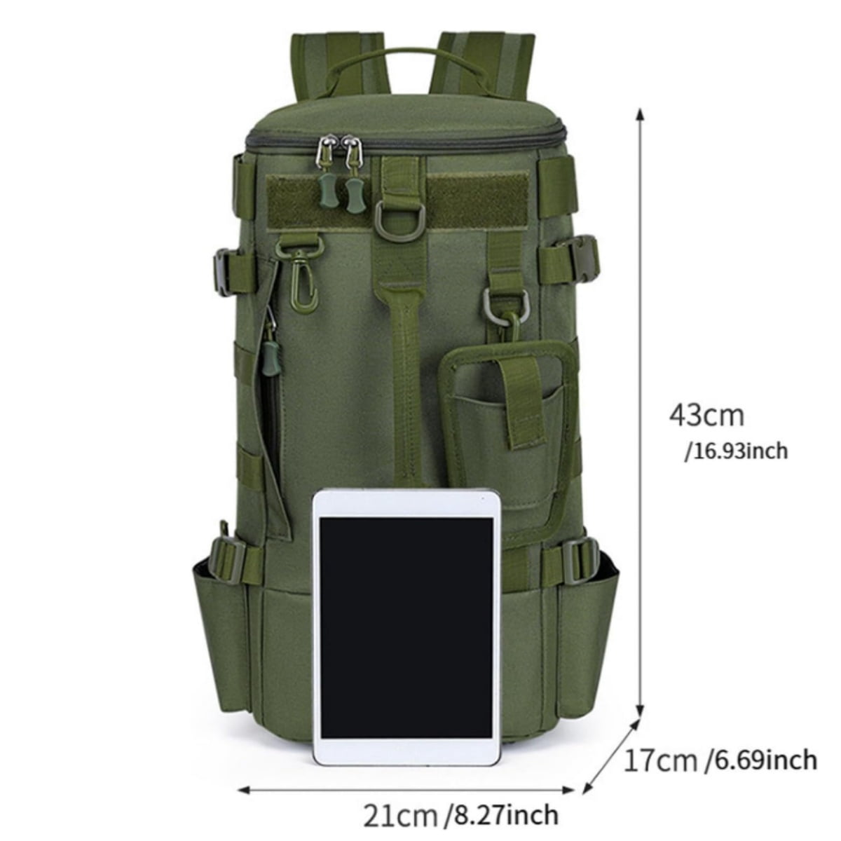 Fishing Backpack Tackle Bag, Kvago Fishing Bag Shoulder Bag with Rod Holders, Storage Bag for Outdoor Activities, Fishing, Camping, Hiking, Cycling (8.27 x 6.69 x 16.93 in, Green)