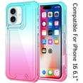 thumbnail image 3 of For iPhone 16 6.1 inch 3in1 Two Tone Shockproof Transparent Hybrid Case - Light Blue + Pink, 3 of 3