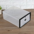 thumbnail image 2 of Caja de zapatos con cajón de plástico plegable transparente, caja apilable de almacenamiento, organizador negro, 2 of 8