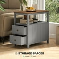 thumbnail image 6 of HOMCOM Narrow End Table with Charging Station, USB Ports, Drawers, Gray, 6 of 8
