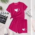thumbnail image 6 of ITSAME Girls Outfit Set, Heart Print Crewneck T-Shirt and Elastic Waist Shorts Summer Casual Active Set 2-Piece Hot Pink Size 13-14T, 6 of 6