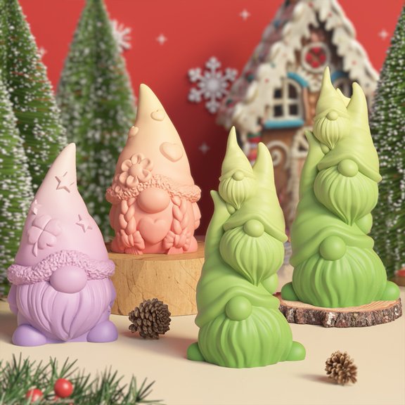 3D Gnome Silicone Mold - 1/2/3 Pack Faceless Easter Gnome Silicone Candle Molds, Easter Gnomes Resin Molds for DIY Crafts, Gnome Gifts, Home Decor, Garden Statues