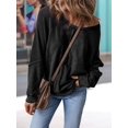 thumbnail image 2 of Womens Sweatshirt Oversized Casual Crewneck Long Sleeve Pullover Off the Shoulder Waffle Knit Tops Black XL, 2 of 5