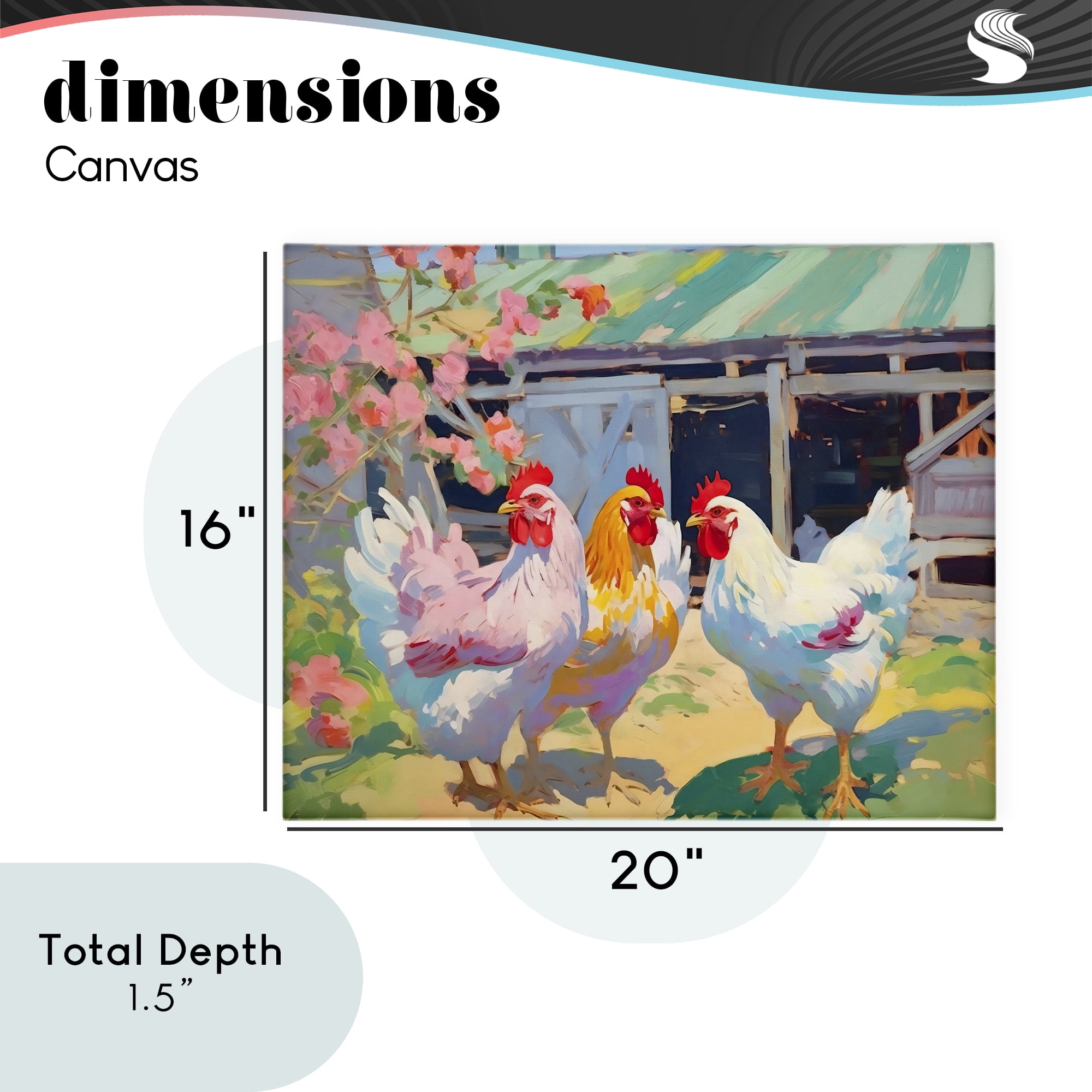 Stupell Industries Colorful Chickens in Sunlit Yard Canvas Wall Art, design by Creative Studio