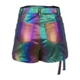 thumbnail image 5 of QHFBli Women's High Waisted Metallic Leather Wrap Mini Skirt Shorts Plus Size Cargo Skort, 5 of 5