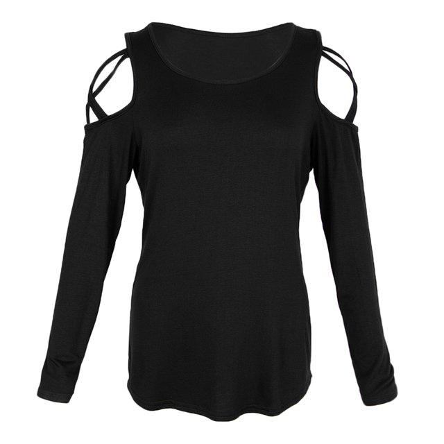 Blusa con hombros descubiertos y tiras para mujer, blusa de manga larga, túnica holgada Sunnimix blusa tops hombro frío