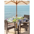 thumbnail image 3 of Outdoor Tablecloth with Umbrella Hole for Patio/Picnic/Party/Camping, Blue Purple Floral Waterproof Table Cloth Square Cover Washable, Spring Hydrangea Flower Truck Green Plaid (60"x 60"), 3 of 8