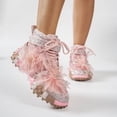 thumbnail image 2 of High Top Sneakers for Women Rhinestone Glitter Platform Shoes Fashion Non Slip Sparkly Casual Athletic Footwear Daily Party Wear Pink Size 6, 2 of 6