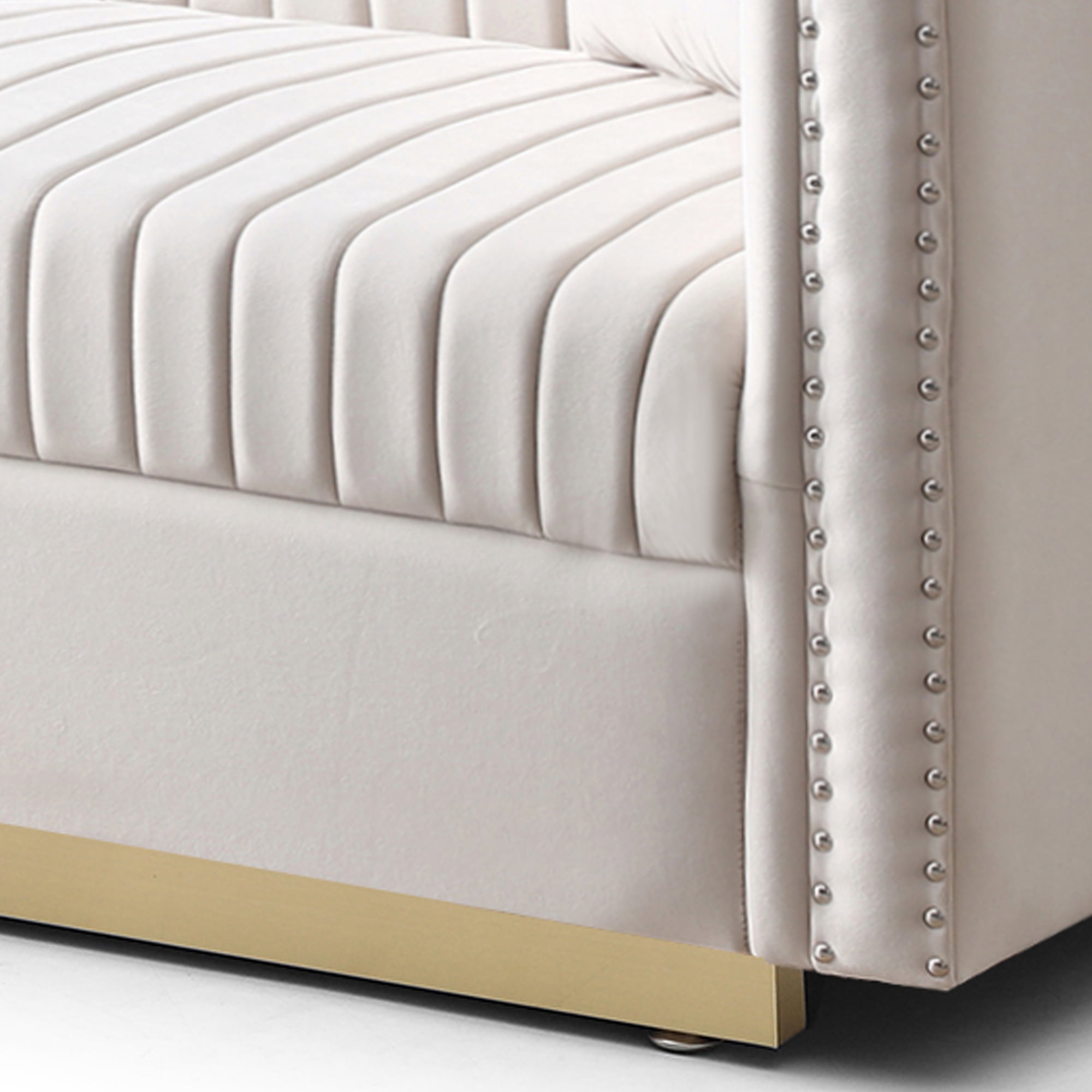 Modern Velvet Upholstered Sofa, 2 Seater Tufted Couch Loveseat with 2 Pillows and Nailhead Trims for Living Room Apartment Office