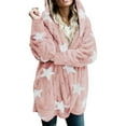 thumbnail image 2 of KIHOUT Womens Winter Long Sleeve Solid Fuzzy Fleece Open Front Hooded Cardigans Jacket Coats Outerwear with Pocket, 2 of 9