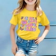thumbnail image 2 of Chemises Filles Rentrée des Classes Imprimé Haut d'Été avec Manches Trois Quarts Hauts Enfants Filles Jaune 4 Ans-5 Ans, 2 of 4