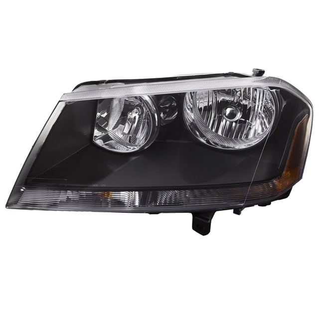 HEADLIGHTSDEPOT Black Housing Halogen Headlight Compatible With Dodge Avenger 2008-2014 RT Includes Left Driver Side Headlamp