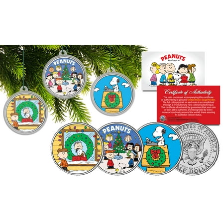 PEANUTS CHRISTMAS Charlie Brown JFK Half Dollar 3-Coin Set Tree Ornaments