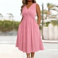 thumbnail image 5 of Plus Size Women Casual Solid Sleeveless V-Neck Long Dress with Pocket, 5 of 5