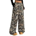thumbnail image 3 of Women'S Plaid Leopard Print Straight Leg Pants Elastic Waist Y2K Trousers Bottoms with Pockets Branch Pattern 2 XXXL, 3 of 8