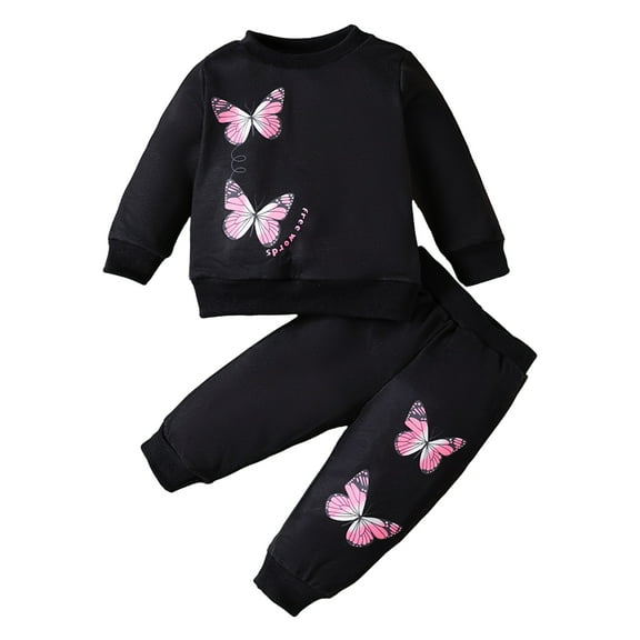 Gyratedream 2Pcs Baby Girls Fall Winter Clothes Long Sleeve Crew Neck Sweatshirt Tops Sweatpants Outfits Clothing Sets