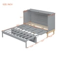 thumbnail image 4 of Queen Murphy Bed with Storage Drawer & USB Charging, Gray Space-Saving Wall Bed Cabinet, Solid Wood Fold-Down Bed for Small Spaces, 4 of 18